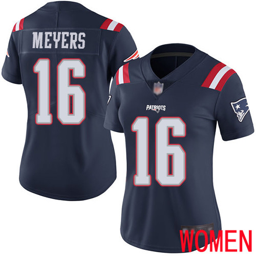 New England Patriots Football #16 Rush Vapor Limited Navy Blue Women Jakobi Meyers NFL Jersey->new england patriots->NFL Jersey